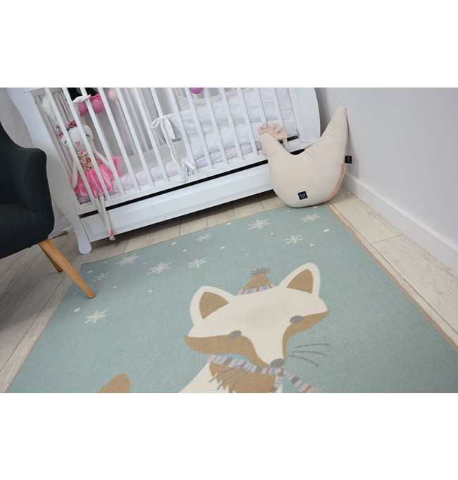 Dětský protiskluzový koberec LOKO Líška zelený