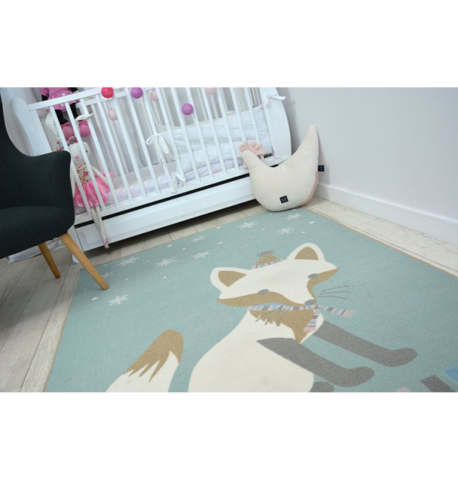 Dětský protiskluzový koberec LOKO Líška zelený