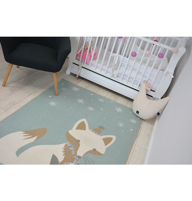 Dětský protiskluzový koberec LOKO Líška zelený