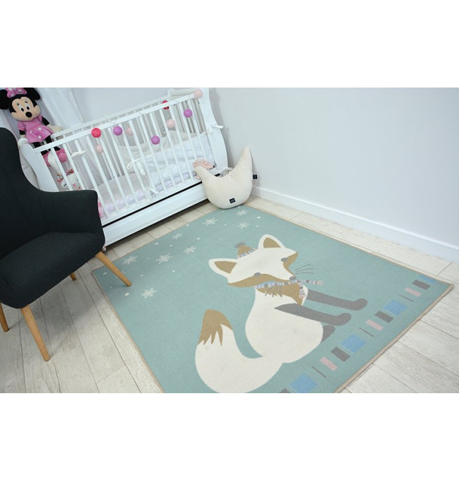 Dětský protiskluzový koberec LOKO Líška zelený