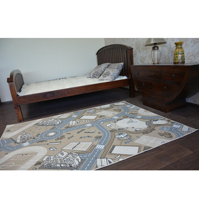 Dětský protiskluzový koberec STREET béžový