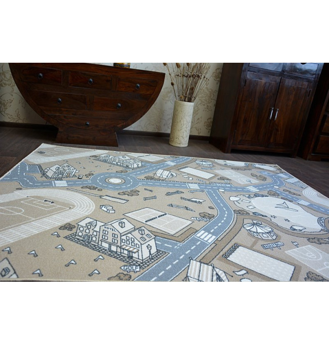 Dětský protiskluzový koberec STREET béžový