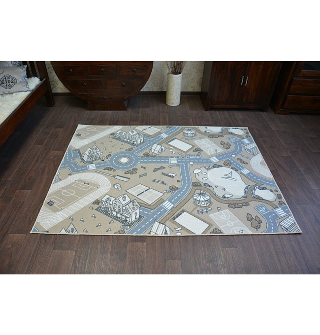 Dětský protiskluzový koberec STREET béžový