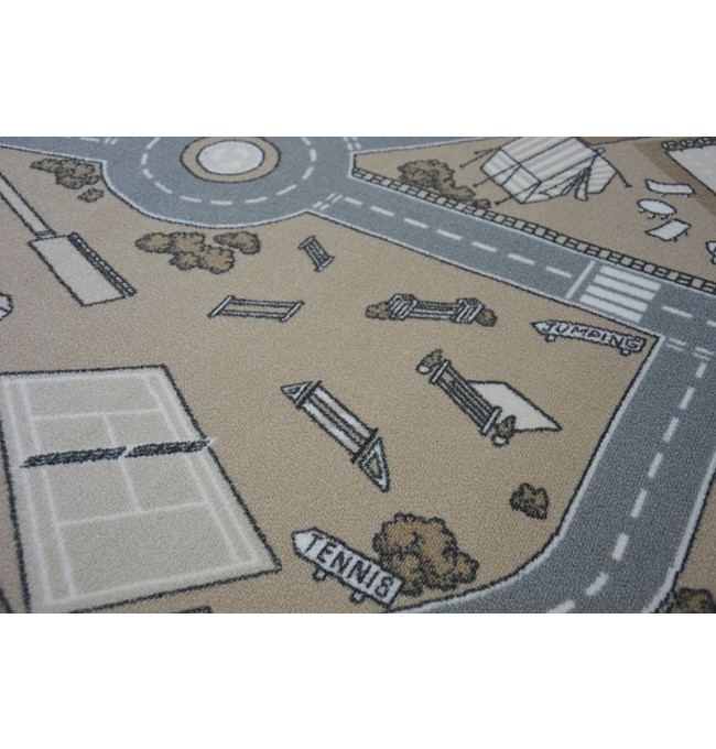 Dětský protiskluzový koberec STREET béžový