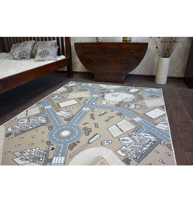 Dětský protiskluzový koberec STREET béžový