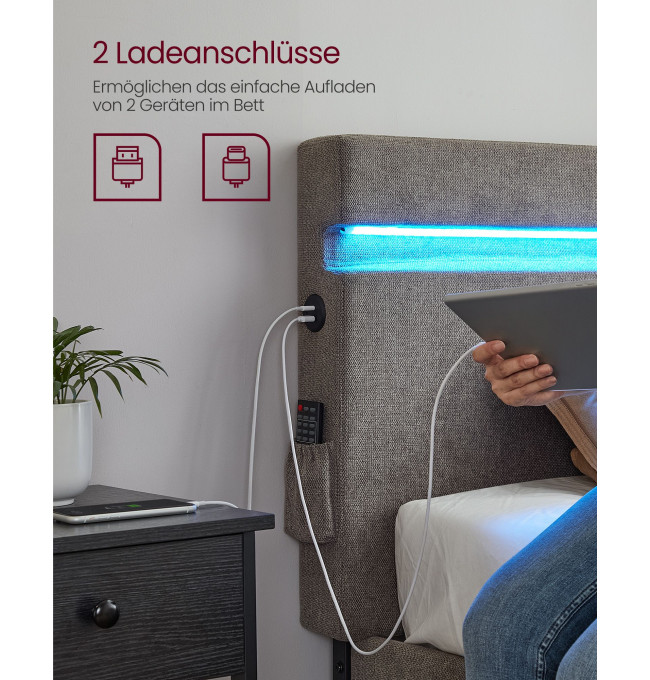 Kovová manželská postel s LED 140 cm RMB802G71