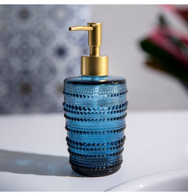 Dávkovač na mýdlo MONSATO skleněný, modrý 866703