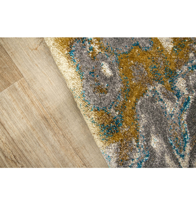 Koberec 6761A Zer Lux šedý / tyrkysový / zlatý