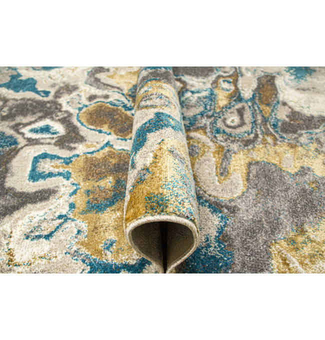 Koberec 6761A Zer Lux šedý / tyrkysový / zlatý