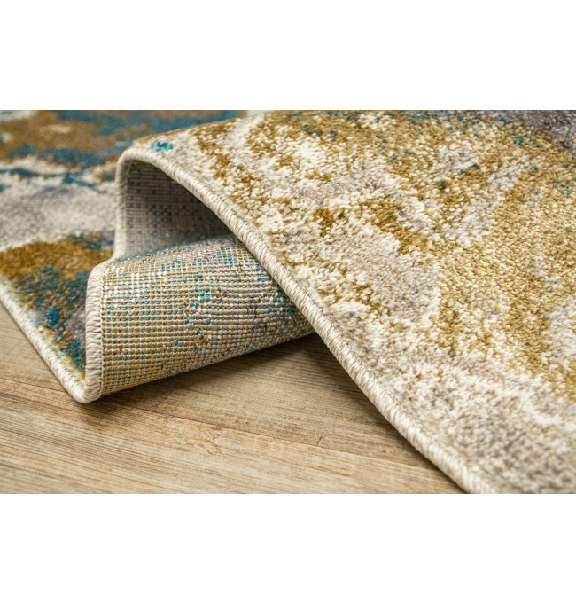 Koberec 6761A Zer Lux šedý / tyrkysový / zlatý