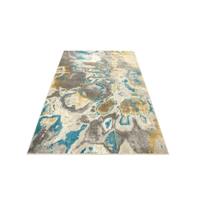 Koberec 6761A Zer Lux šedý / tyrkysový / zlatý