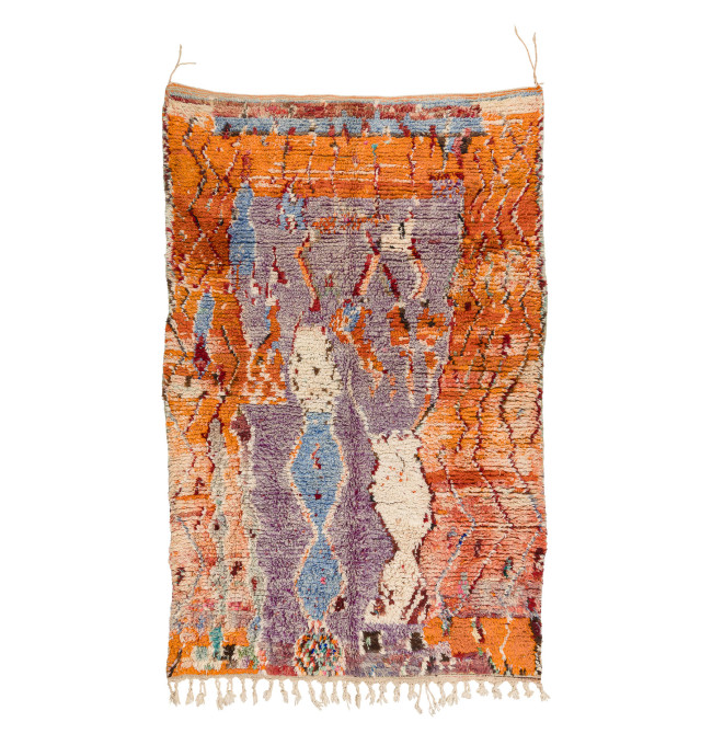 Ručně tkaný vlněný koberec BERBER BJ1020 Boujaad berber Boho, béžový / oranžový