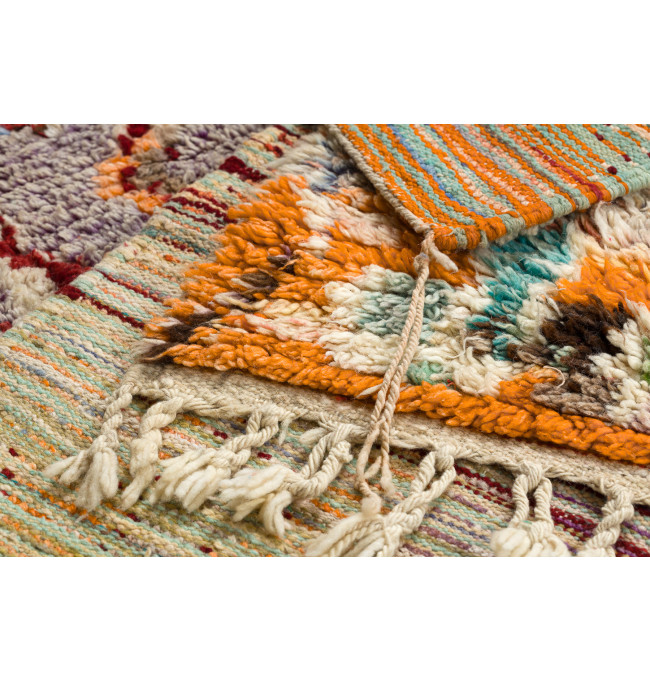 Ručně tkaný vlněný koberec BERBER BJ1020 Boujaad berber Boho, béžový / oranžový