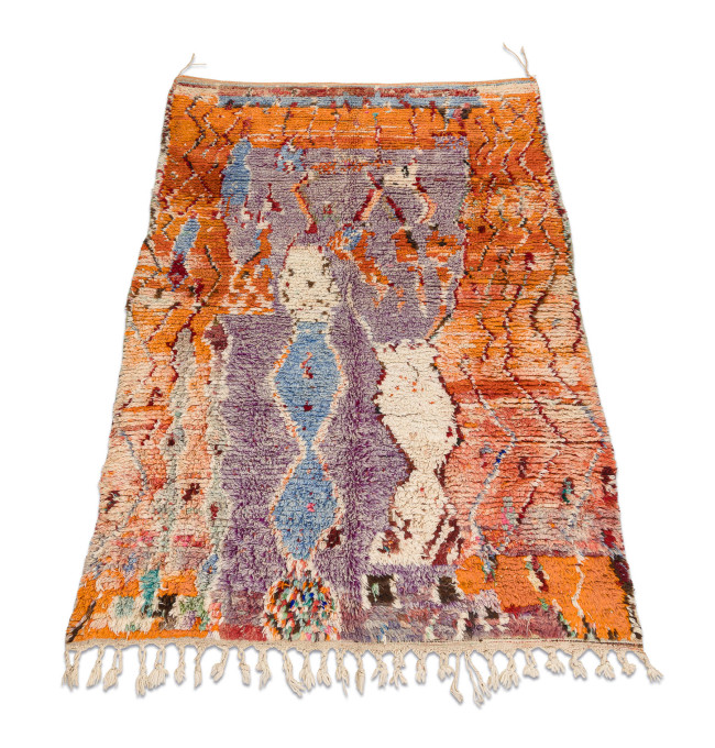 Ručně tkaný vlněný koberec BERBER BJ1020 Boujaad berber Boho, béžový / oranžový