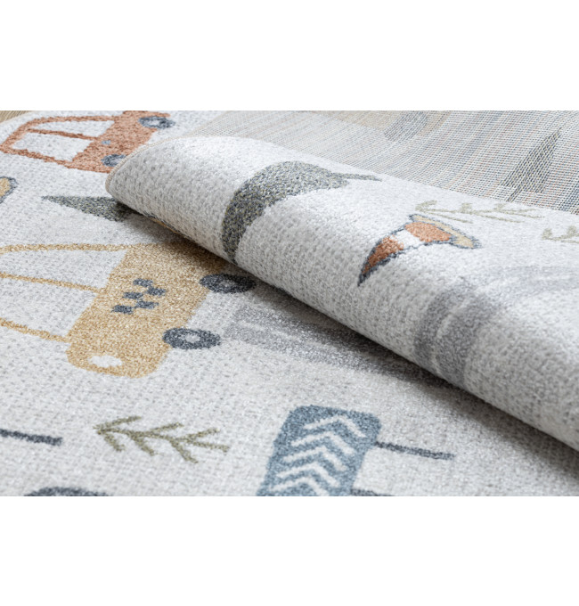 Koberec BONO 8436 auta / uličky, krémový / světle šedý, kruh