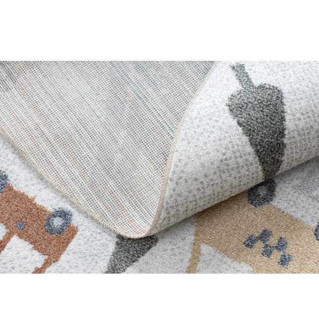 Koberec BONO 8436 auta / uličky, krémový / světle šedý, kruh