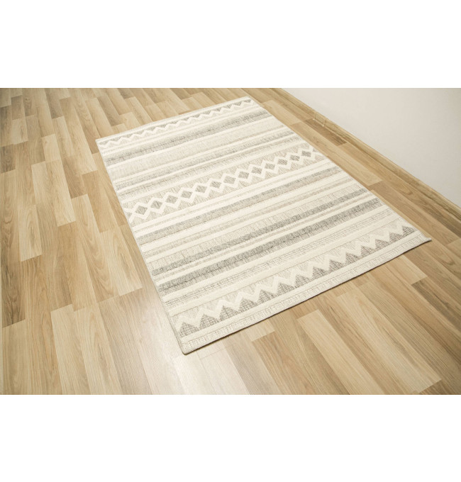 Koberec Cotton C102 Etno / kosočtverce, krémový / šedý / béžový