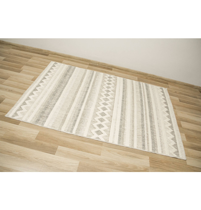 Koberec Cotton C102 Etno / kosočtverce, krémový / šedý / béžový