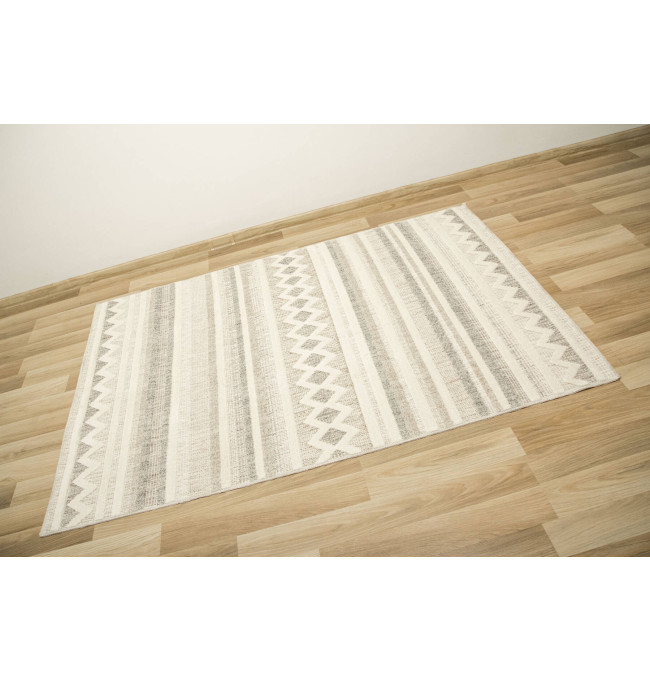 Koberec Cotton C102 Etno / kosočtverce, krémový / šedý / béžový