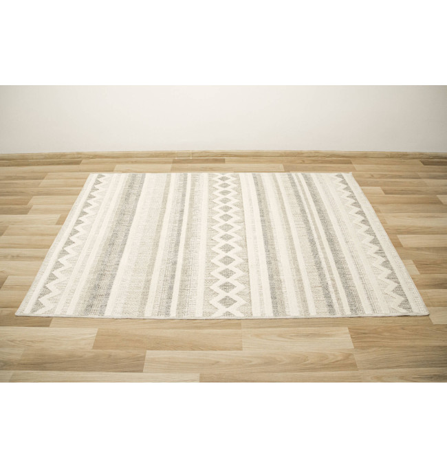 Koberec Cotton C102 Etno / kosočtverce, krémový / šedý / béžový