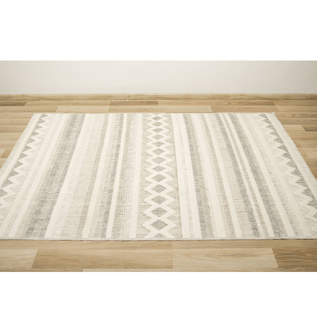 Koberec Cotton C102 Etno / kosočtverce, krémový / šedý / béžový