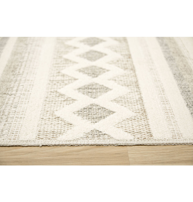 Koberec Cotton C102 Etno / kosočtverce, krémový / šedý / béžový