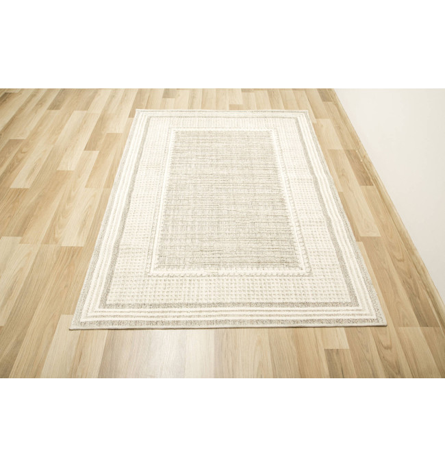 Koberec Cotton C117 rám, krémový / šedý