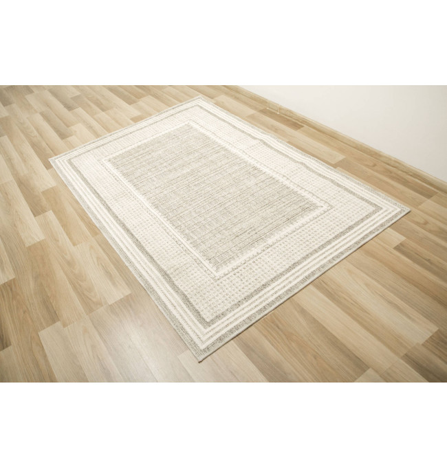 Koberec Cotton C117 rám, krémový / šedý