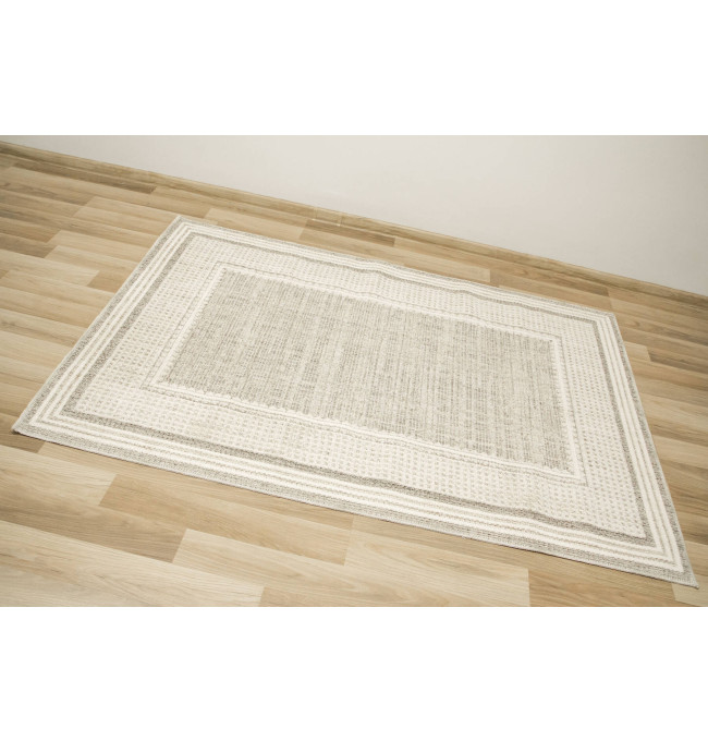 Koberec Cotton C117 rám, krémový / šedý