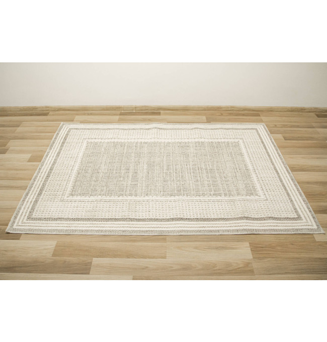 Koberec Cotton C117 rám, krémový / šedý