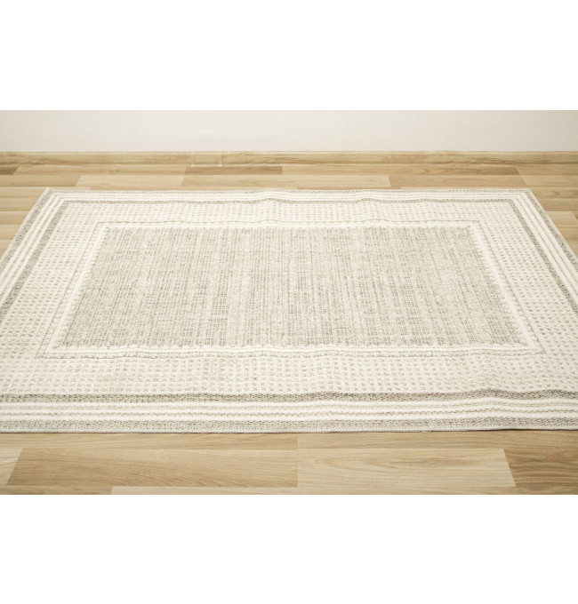 Koberec Cotton C117 rám, krémový / šedý