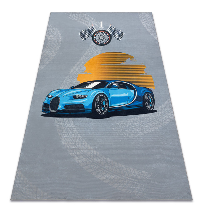 Dětský koberec protiskluzový BAMBINO 41730 Auto, šedý / modrý