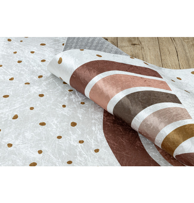 Dětský koberec protiskluzový BAMBINO 46960 duha, bílý / hnědý