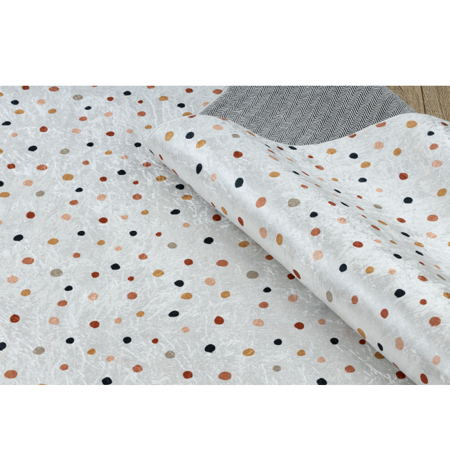 Dětský koberec protiskluzový BAMBINO 47890 tečky, bílý / hnědý
