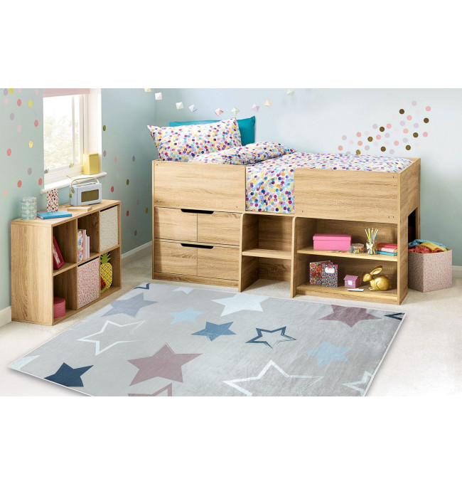 Dětský koberec protiskluzový BAMBINO 48130 Hvězdičky, béžový / šedý