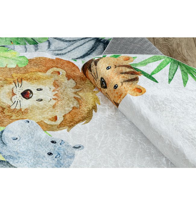 Dětský koberec protiskluzový BAMBINO 54090 Zvířata, bílý / zelený