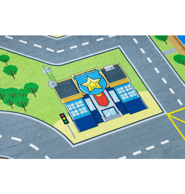 Dětský koberec protiskluzový BAMBINO 9028 město, zelený / šedý