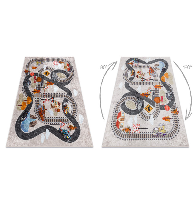 Koberec JUNIOR 51986.803 dráhy / lokomotiva, šedý