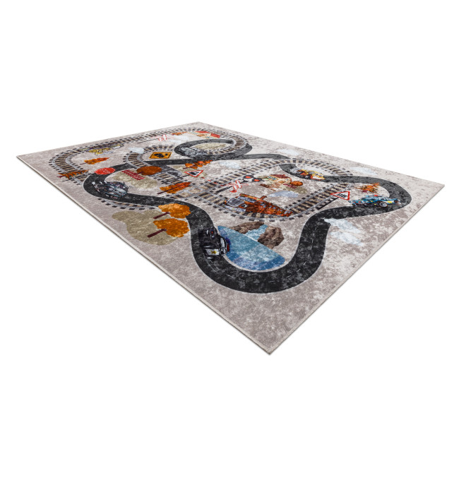 Koberec JUNIOR 51986.803 dráhy / lokomotiva, šedý