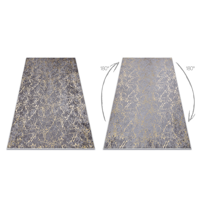 Koberec MIRO 11111.2103 mramor / glamour, tmavě šedý / zlatý