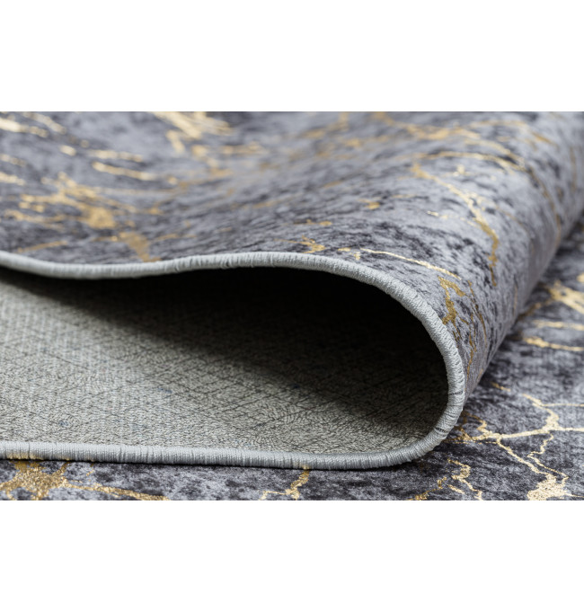 Koberec MIRO 11111.2103 mramor / glamour, tmavě šedý / zlatý