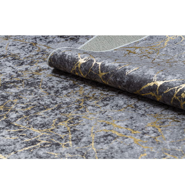 Koberec MIRO 11111.2103 mramor / glamour, tmavě šedý / zlatý