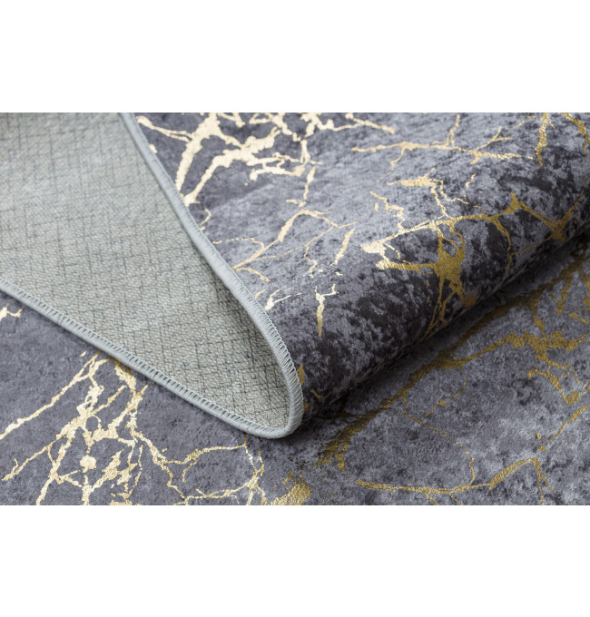 Koberec MIRO 11111.2103 mramor / glamour, tmavě šedý / zlatý