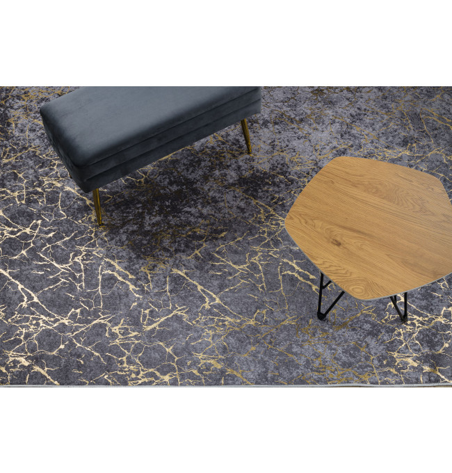 Koberec MIRO 11111.2103 mramor / glamour, tmavě šedý / zlatý