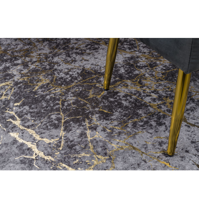Koberec MIRO 11111.2103 mramor / glamour, tmavě šedý / zlatý