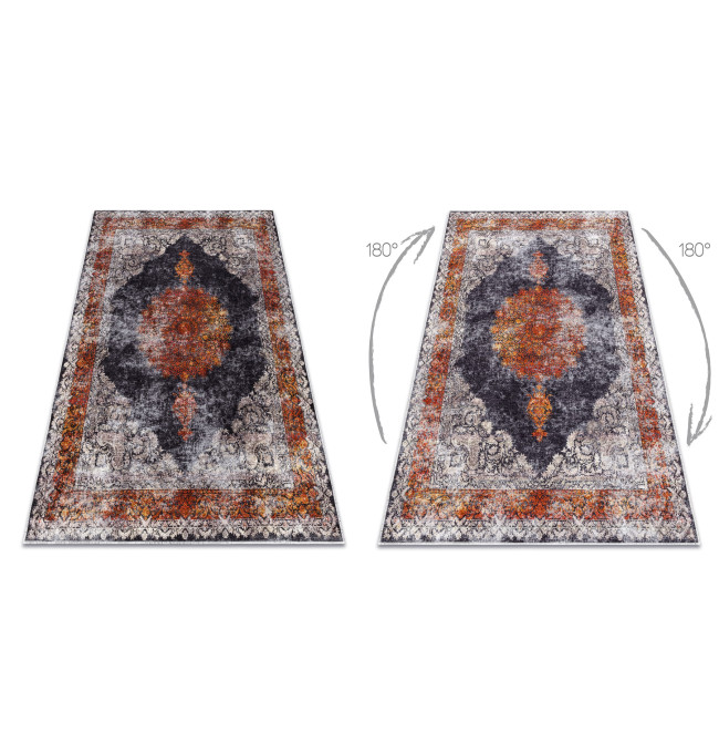 Koberec MIRO 51186.808 Rozeta, ramka - granát/měděný