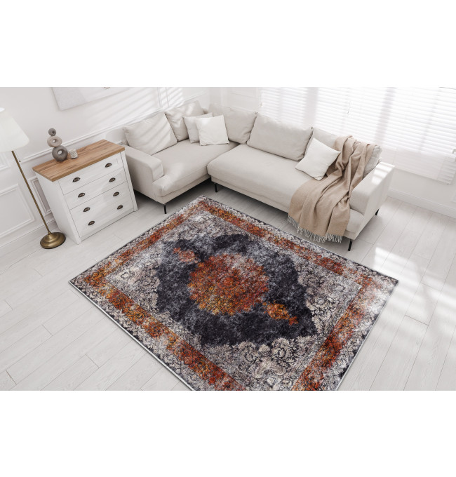 Koberec MIRO 51186.808 Rozeta, ramka - granát/měděný