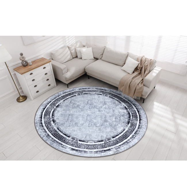 Koberec MIRO 51254.802 mramor / řecký, šedý / černý kruh