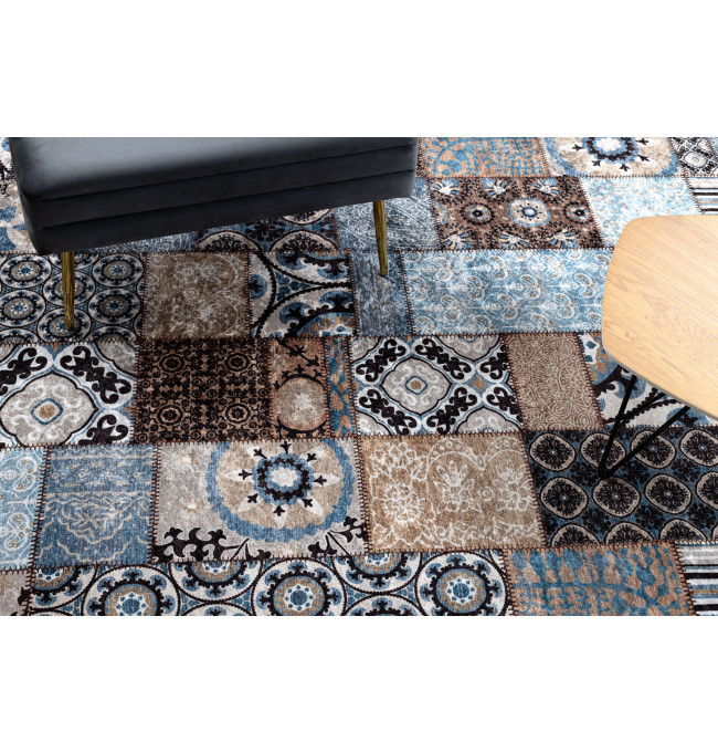 Koberec MIRO 51913.802 patchwork, modrý / hnědý