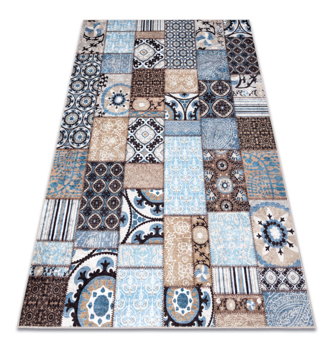 Koberec MIRO 51913.802 patchwork, modrý / hnědý